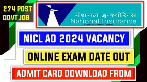 Nicl Ao 2024 Exam Date Out Admit Card Youtube