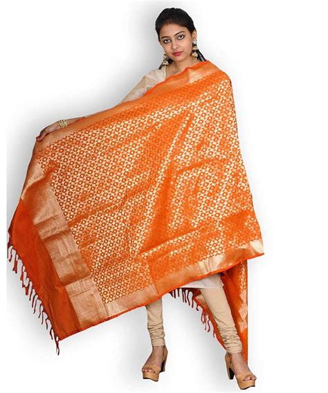 Orange Banarasi Silk Dupatta Kasturi B 3004340