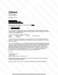 Settlement Letter From US Bank Consumer DEBT HELP ASSOCIATION