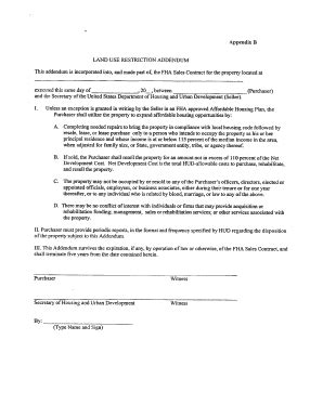 Fillable Online Land Use Restriction Addendum HUD Fax Email Print