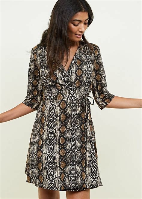 Get Snake Skin Printed Wrap Dress At Lbb Shop