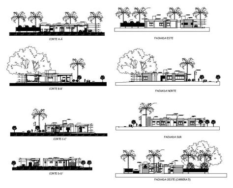 Police Station Building Detail Elevation And Section 2d View Cad Block