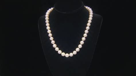 White Cultured Freshwater Pearl 14k Yellow Gold 20 Inch Necklace