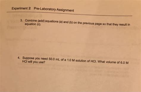 Experiment 2 Pre Laboratory Assignment Calorimetry Chegg