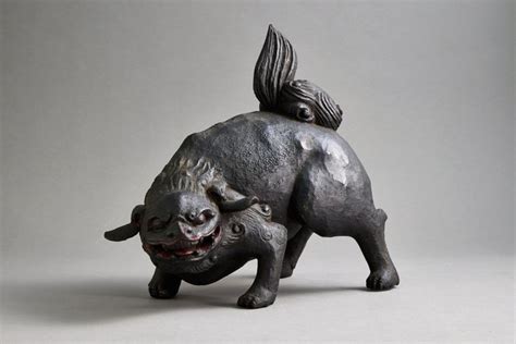 Shishi Lion Statue Sculpture Wood Japan Edo Or Meiji Period