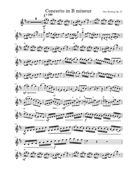 Concerto In B Minor No 3 Op 35 Oskar Rieding Sheet Music For Violin Solo