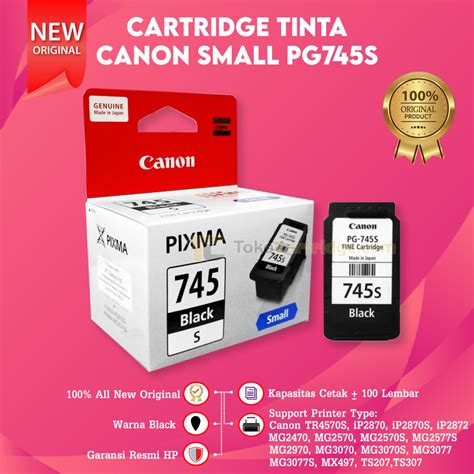 Jual Canon Tinta PG745S Hitam Cartridge PG 745S 746S Black Color