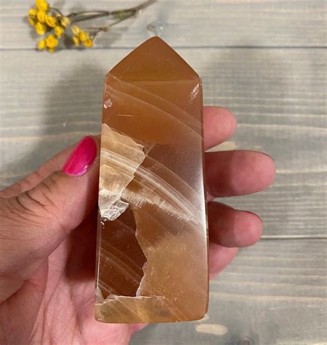 Honey Calcite Tower Polished Crystal Point Obelisk Etsy