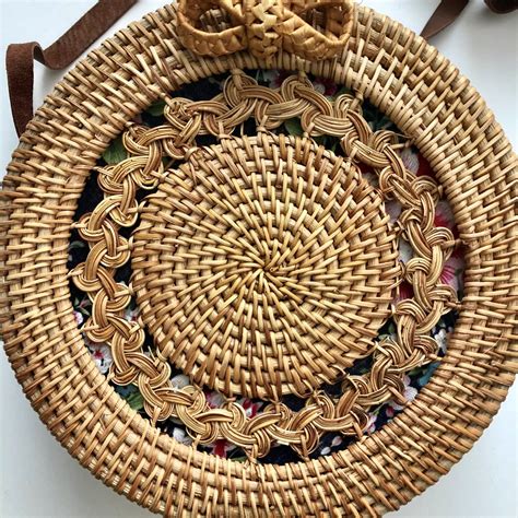 Round Rattan Bali Bag With Floral Inside The Daily Belle Bags