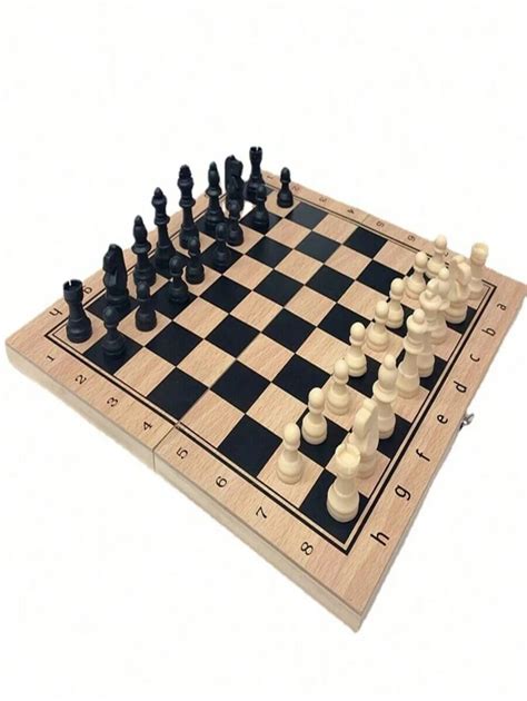 Pc Reversible Wooden Board For Chess Checkers Tic Tac Toe