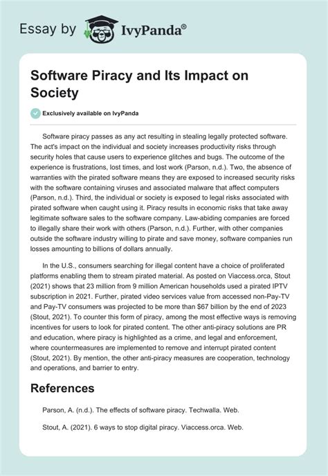 Software Piracy And Its Impact On Society Words Essay Example