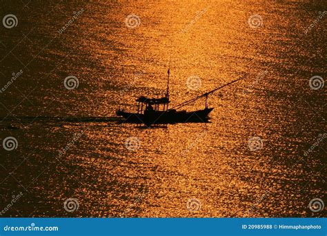 Fishing Boat In Sunset Stock Photo Image Of Reflection 20985988