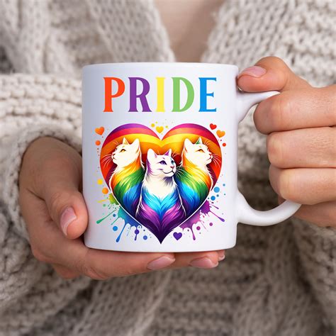 Rainbow Cat Gay Pride Ceramic Coffee Cup Lgbtq Bisexual Mug Cat Mom