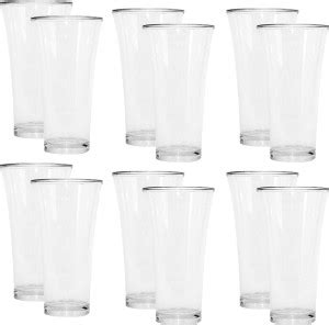 Urmila Plastic Pack Of 12 Poly Carbonate Plisner Glasses 300 Ml Set