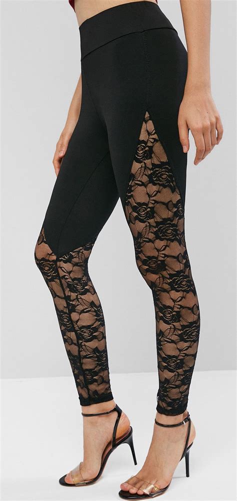 High Waisted Lace Panel Leggings