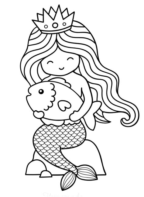 Printable Easy Mermaid Coloring Pages