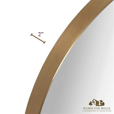 Hamilton Hills Gold Round Mirror Brushed Metal Framed