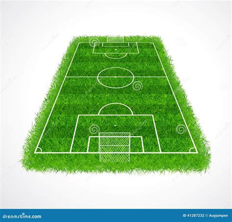 Perspective View Of An Empty Soccer Field With Realistic Grass Texture Vector And Illustration