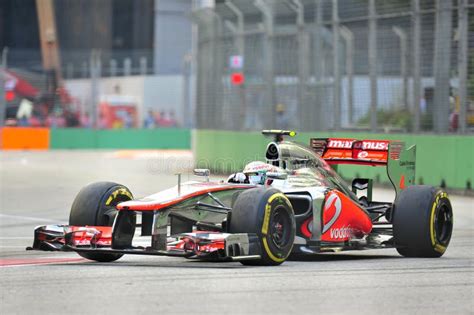 Bilen 2008 F1 Hamilton Lewis Mclaren S Singapore Redaktionell