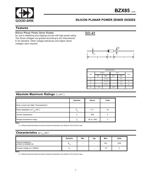 BZX8591 Datasheet PDF SILICON PLANAR POWER ZENER DIODES