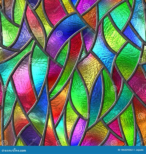 Stained Glass Seamless Texture With Geometric Pattern For Window Colored Glass 3d Illustration