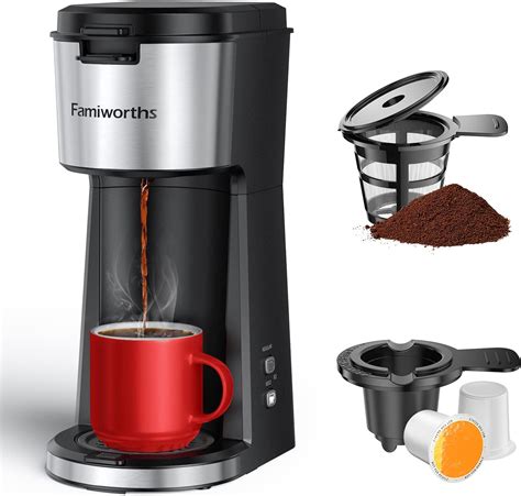 Famiworths Single Serve Coffee Maker For K Cup And Ground Coffee With Bold Brew One