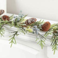 Artificial Blueberry Pine Cone And Frosted Pine Garland Artificial