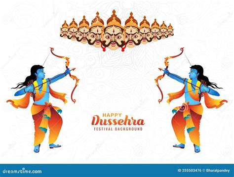 Rama Killing Ravana With Ten Heads Happy Dussehra Background Showing ...