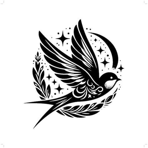 Premium Vector Swallow Bird Silhouette In Bohemian Boho Nature