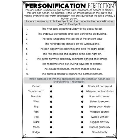 Personification Perfection Worksheet Top Teacher Worksheets Library