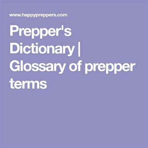 Prepper S Dictionary Glossary Of Prepper Terms Dictionary Glossary Prepper