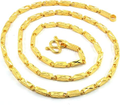 Awesome Men X Bar Link Baht Chain 245 Inch 24k Gold Plated Thai