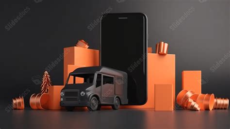 A Delivery Truck Is Parked Next To Orange Money And Other Items