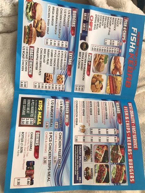 Menu At Fish Kebab Bury Saint Edmunds