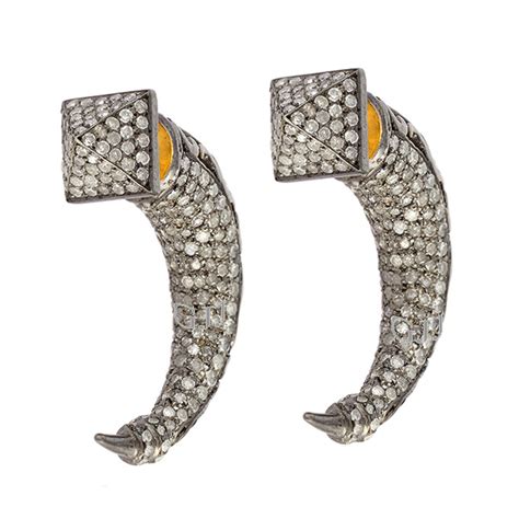 Online Retail Wholesale Pave Diamond Tunnel Earring Of 14 K Gold 1 32 Grams And Sterling Silver