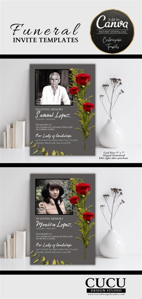 Printable memorial service card template, printable memorial ...