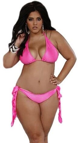 Plus Size Neon Pink Scrunch Bottom 2 Piece Bikini W Large Ties Store