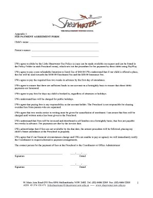 Fillable Online Appendix 1 FEE PAYMENT AGREEMENT FORM Fax Email Print