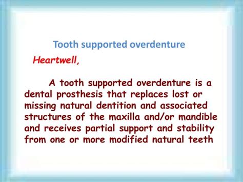 TOOTH SUPPORTED OVERDENTURE | PPT