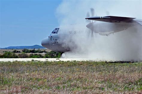 A C 130J Super Hercules Aircraft Lands On A Dusty Runway NARA DVIDS