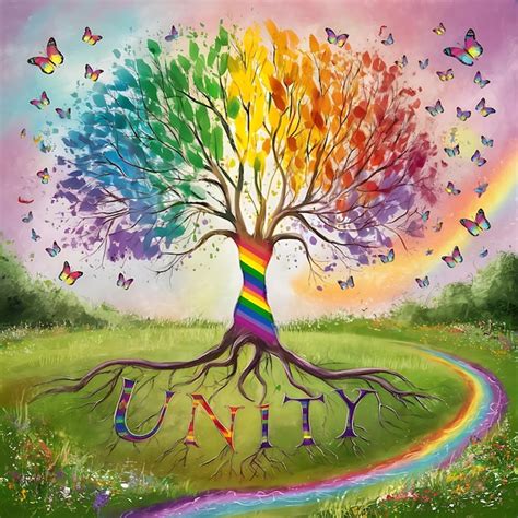 Premium Photo | A colorful tree and rainbow with the word unity written on it