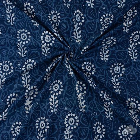 Block Printed Cotton Womens Clothing Robe Indigo Blue Cotton Fabric