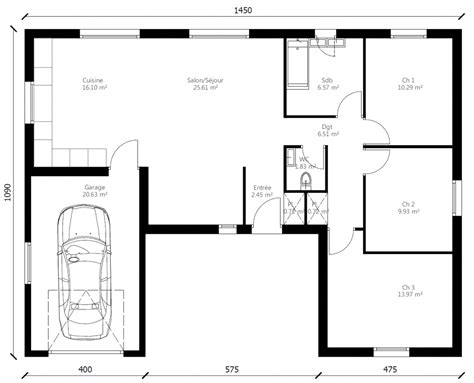 Plan Maison 3 Chambres 1 Salon Ventana Blog