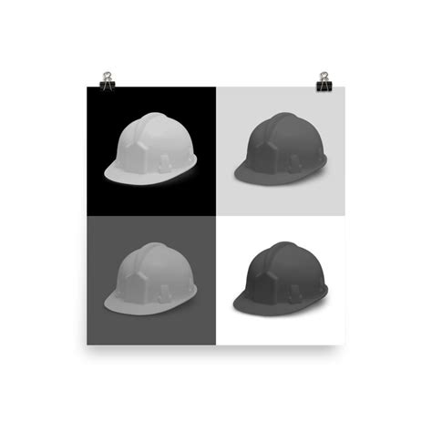 Monochrome Safety Art - Hard Hat - Premium Safety Poster – Inspire Safety