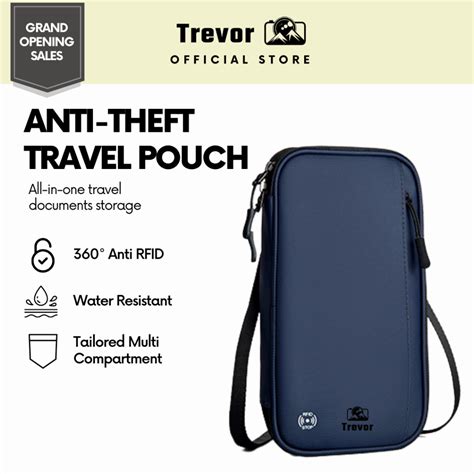 Trevor Anti Theft Travel Pouch กนน า RFID Travel Phone Documents