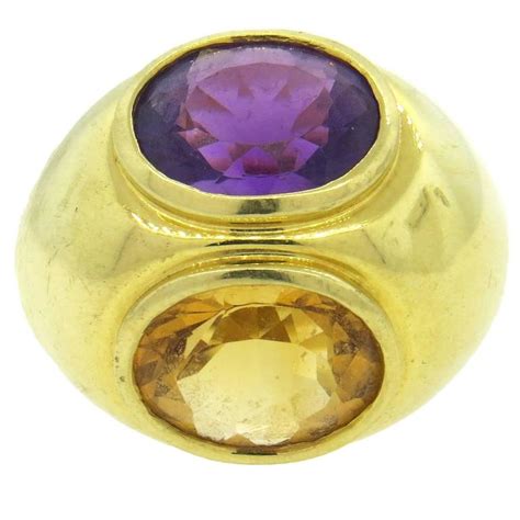 Tiffany And Co Paloma Picasso Amethyst Citrine Gold Large Dome Ring