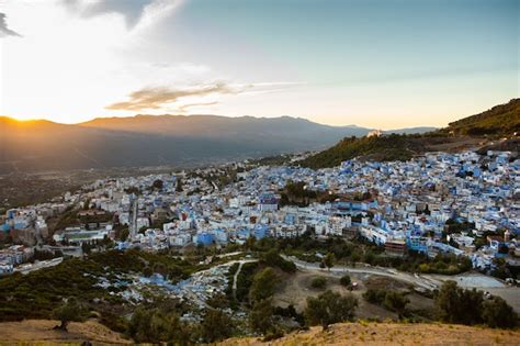 Calle Azul Y Casas En Chefchaouen Marruecos Foto Premium