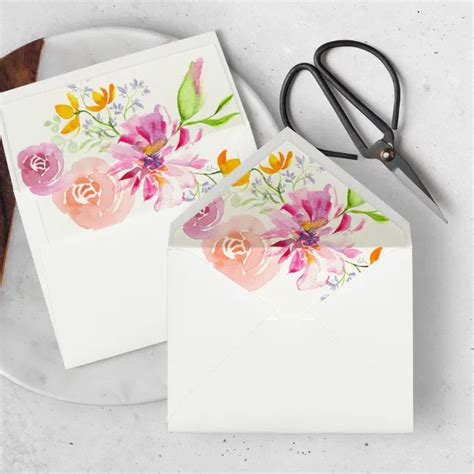 Wedding Envelope Liners Pink Floral Zazzle