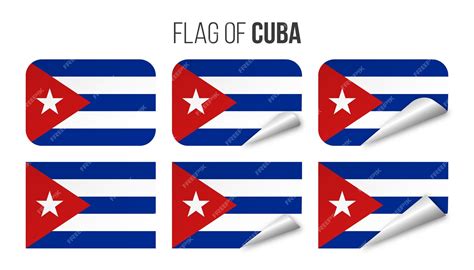 Conjunto De Adesivos De Etiquetas De Bandeira De Cuba Ilustração Vetorial 3d Bandeiras De Cuba