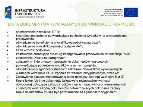 PPT PRZYGOTOWANIE WNIOSKU O PŁATNOŚĆ PowerPoint Presentation free